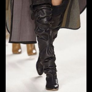 CHLOE Over-the-Knee Leather Boots, Made in Italy